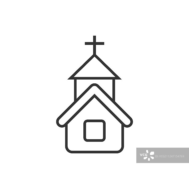 扁平风格的教堂图标，白色背景图片素材