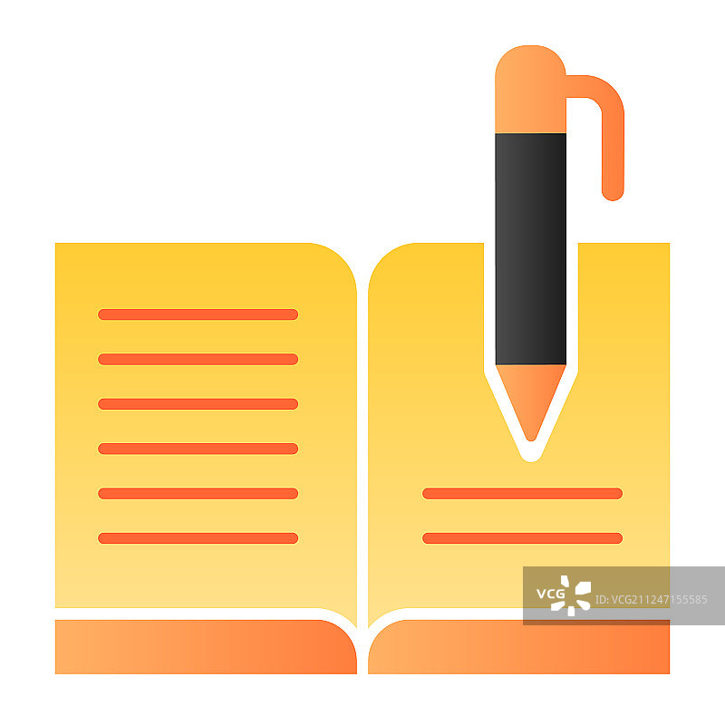 带笔的留言簿扁平图标图片素材