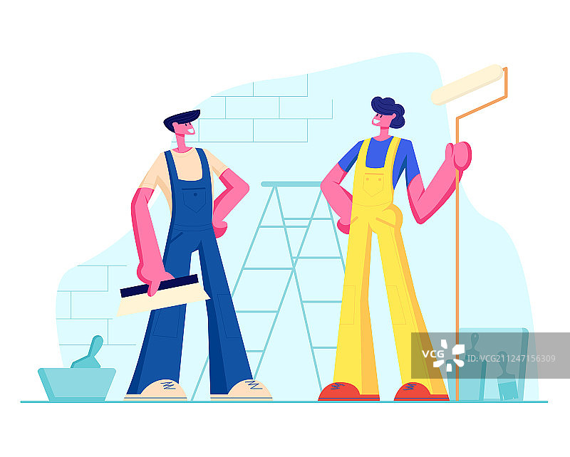 带工具的专业建筑工人图片素材