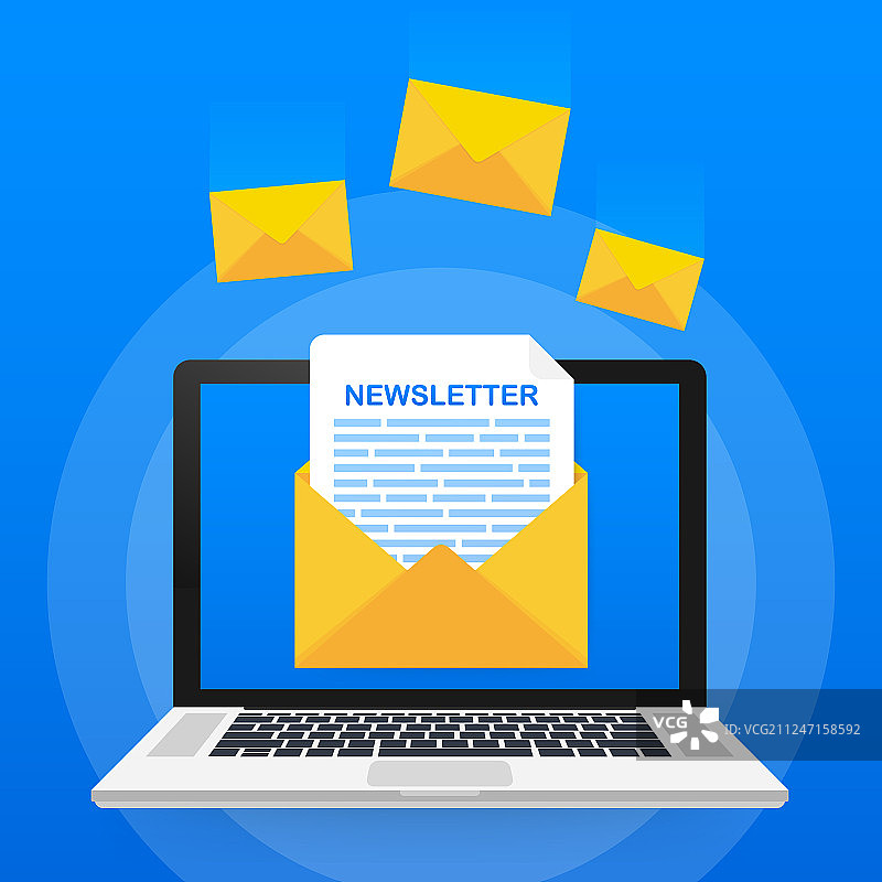 包含时事通讯概念的已打开消息信封图片素材