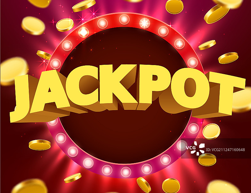带有灯边框的彩票赌场招牌图片素材