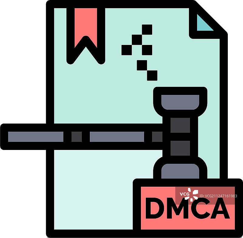 商务版权数字DMCA文件扁平化彩色图标图片素材