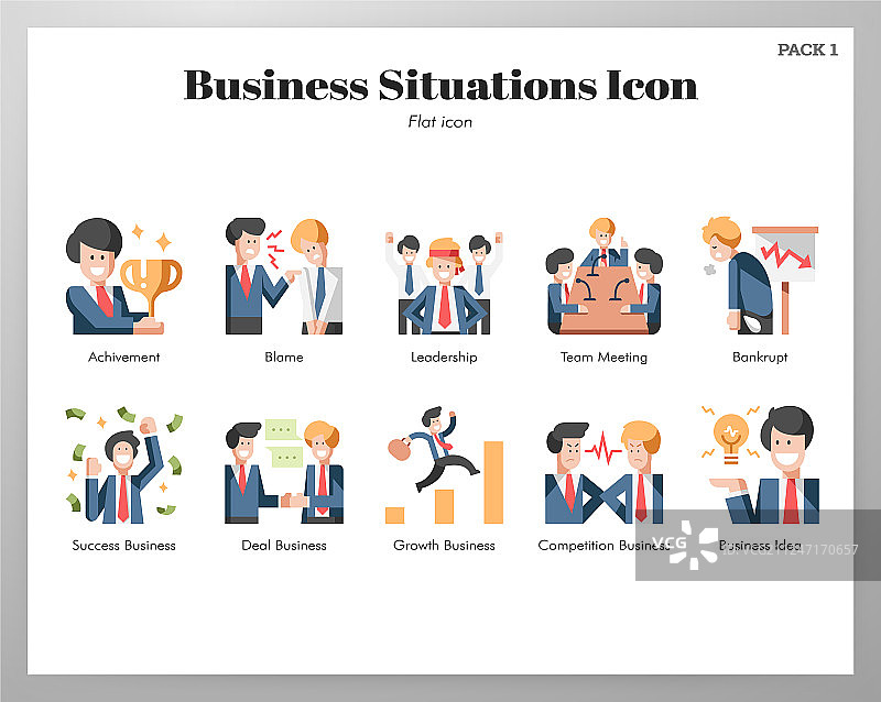 商务场景扁平图标包图片素材