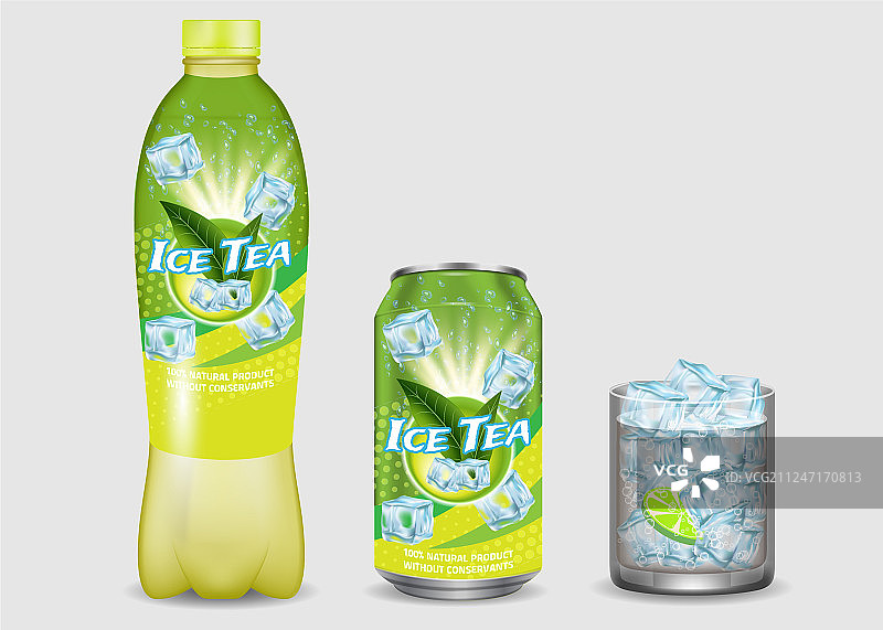 绿色冰茶包装模型套装图片素材