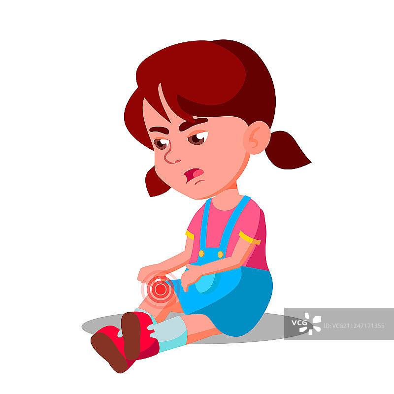 哭泣的角色：膝盖受伤的小女孩图片素材
