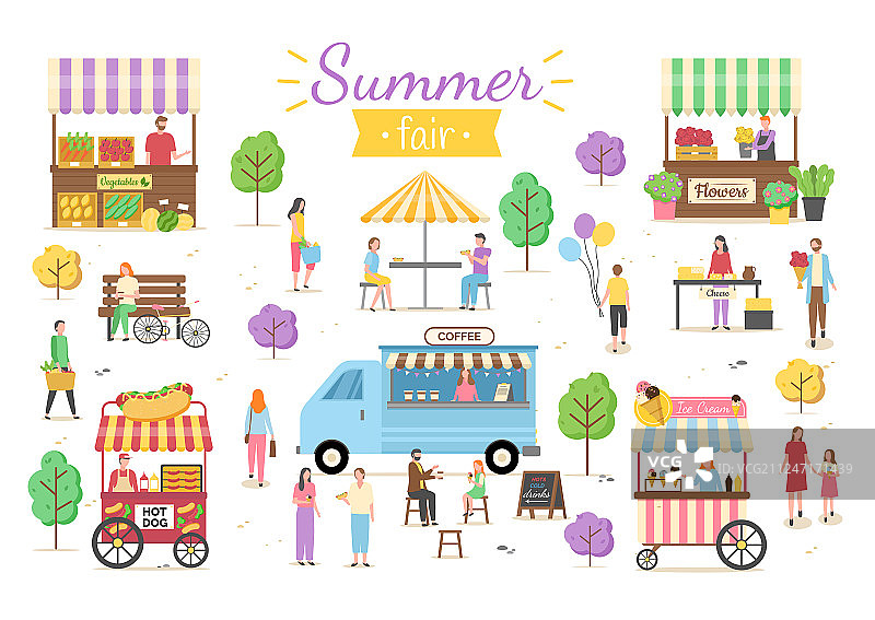 夏季集市度假休闲人群图片素材