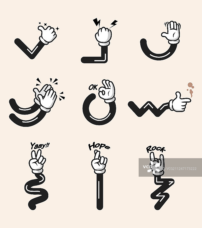 白色手套卡通手势图片素材