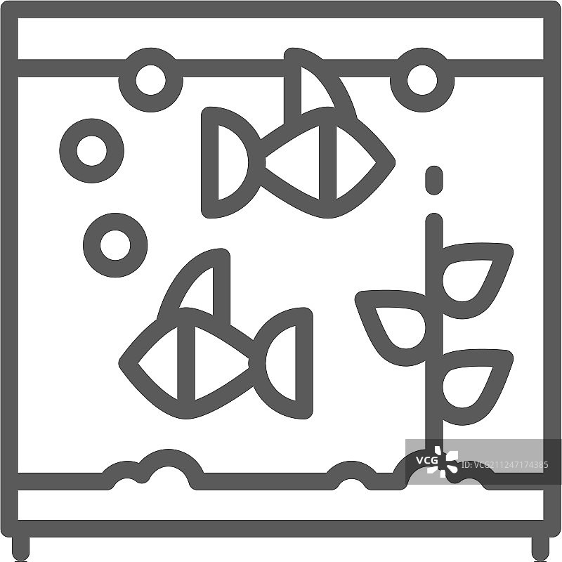 方形鱼缸线条图标图片素材