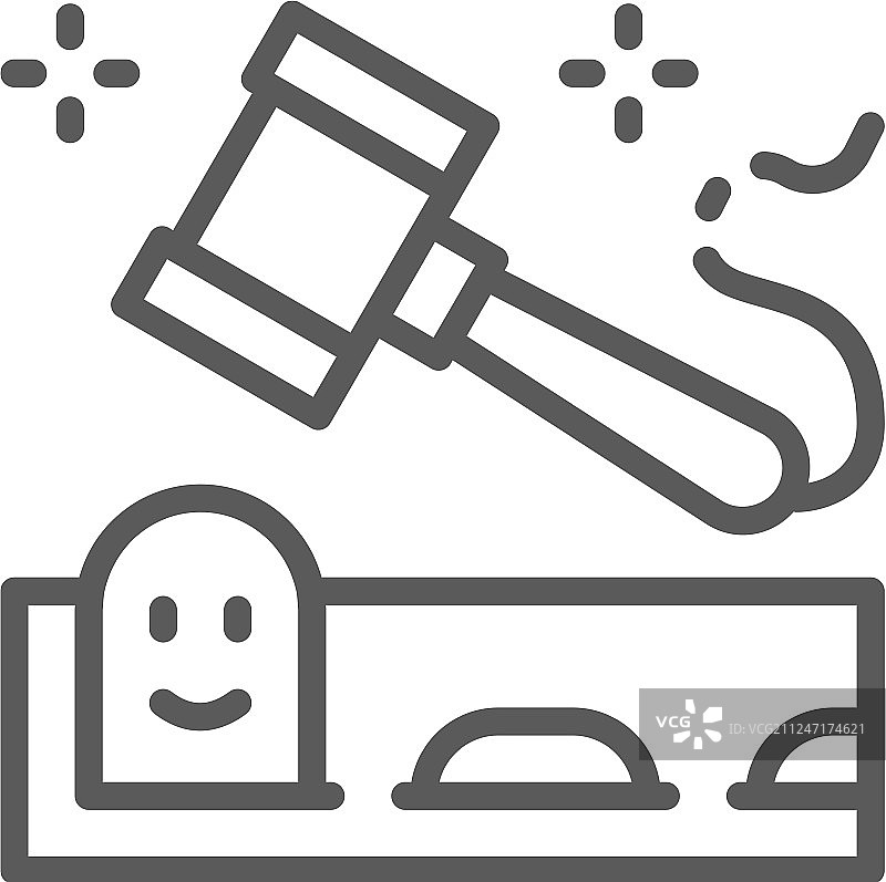 打地鼠游戏带锤子线性图标图片素材