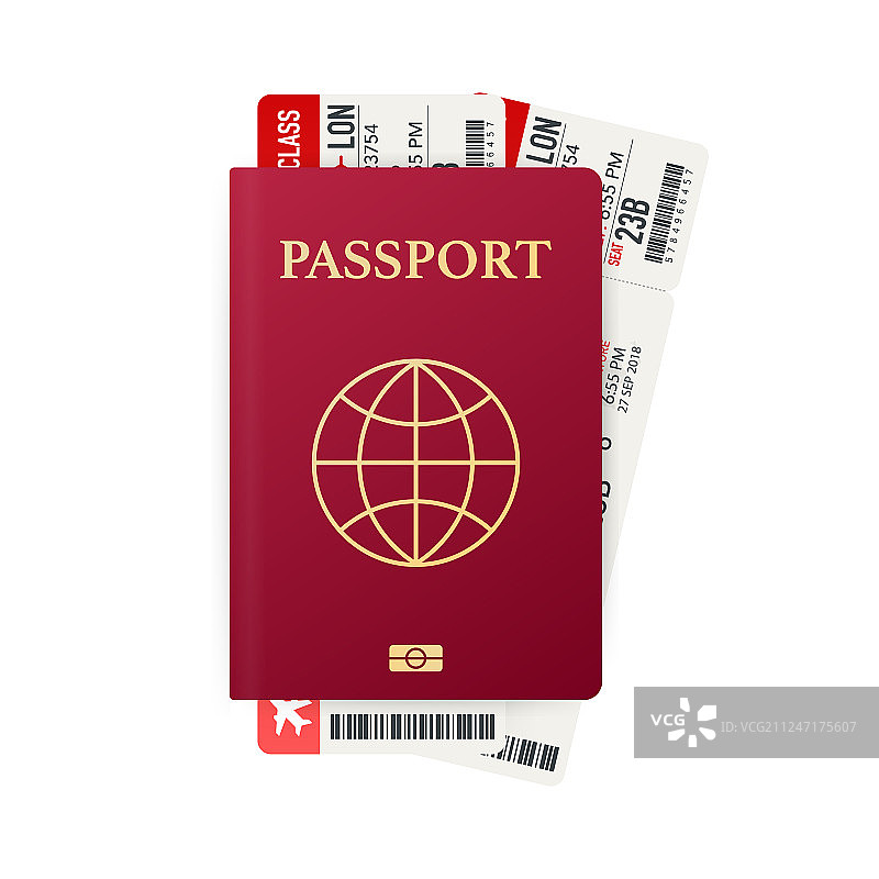 机票旅行概念扁平风护照图片素材