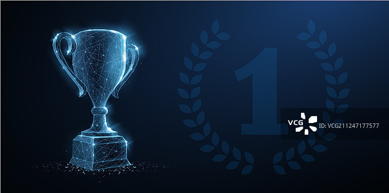 带桂冠的抽象3D奖杯图片素材