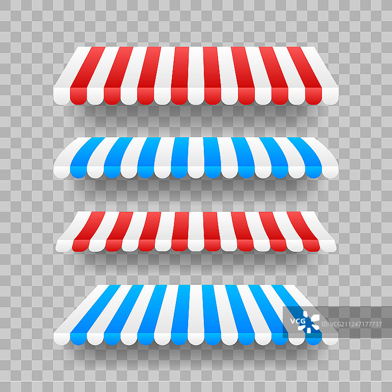 彩色条纹遮阳篷，适用于商店餐厅图片素材