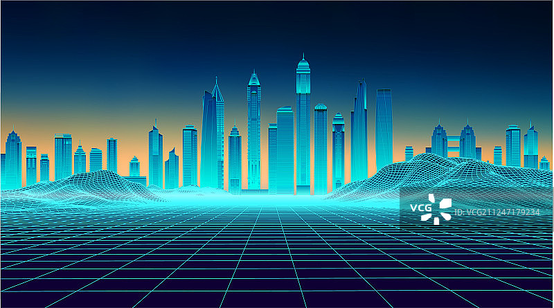 未来主义复古背景，80年代风格图片素材