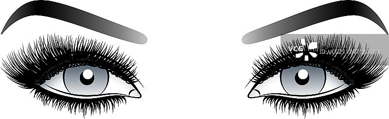 带长假睫毛的灰色女人眼睛图片素材