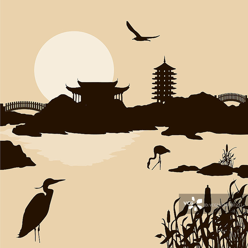 美丽的亚洲水景图片素材