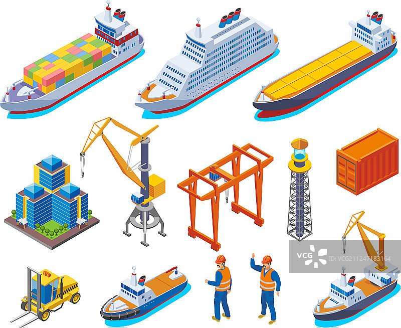 海港2.5D图标合集图片素材