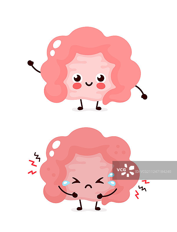 可爱悲伤的不健康生病肠道图片素材