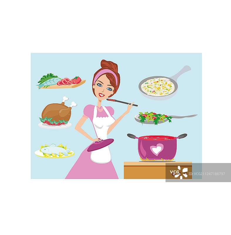 家庭主妇做晚饭图片素材