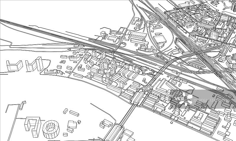 勾勒城市概念线框风格图片素材