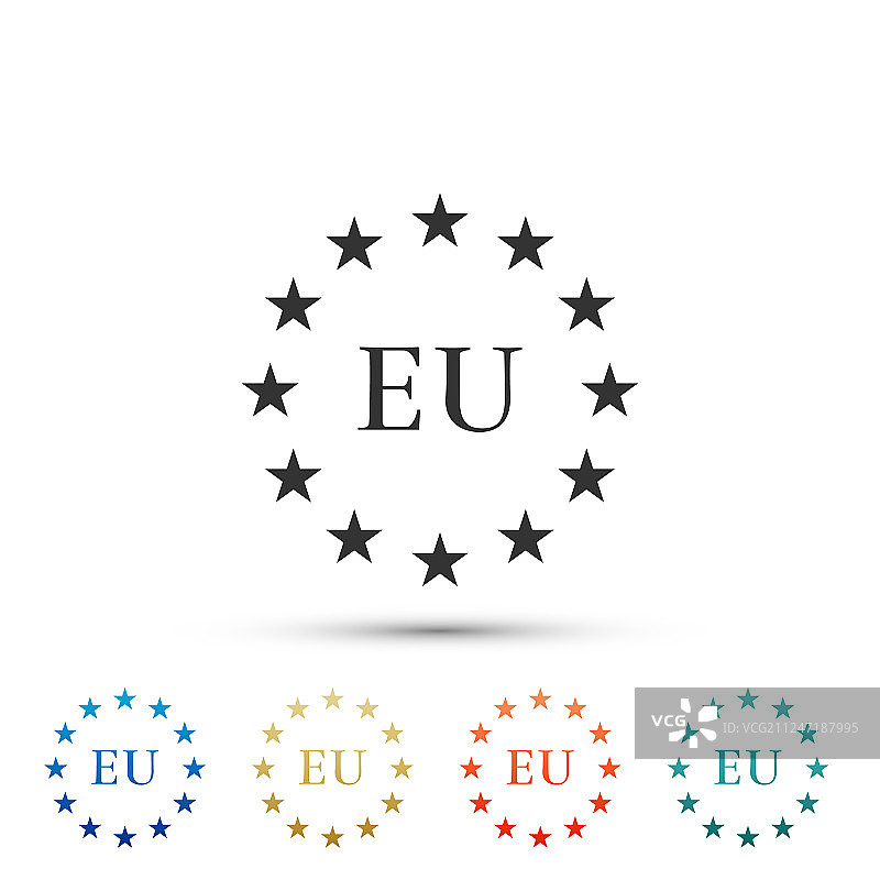 灰色背景上的欧盟旗帜图标图片素材