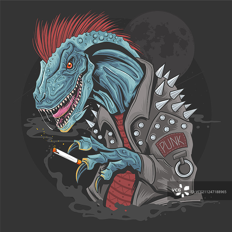 恐龙朋克猛禽霸王龙元素图片素材