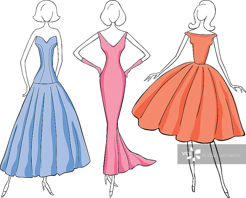 穿晚礼服的优雅女人们图片素材