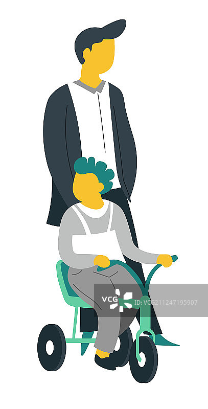 父子骑自行车图片素材