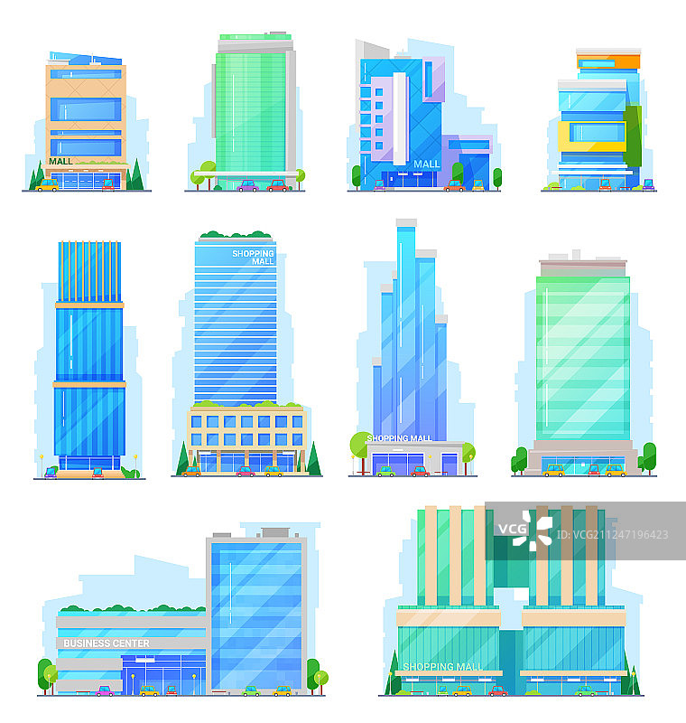 购物中心商店和商场建筑图标图片素材