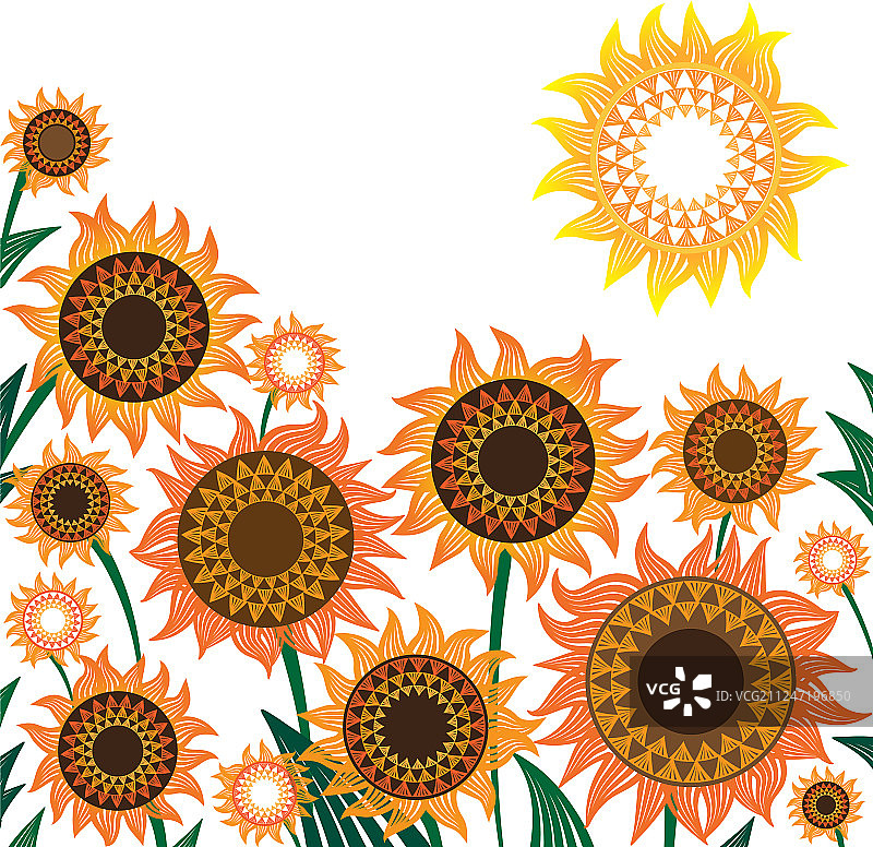 黄色和橙色向日葵图片素材