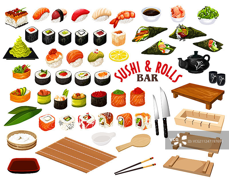 日式料理：寿司和卷图片素材