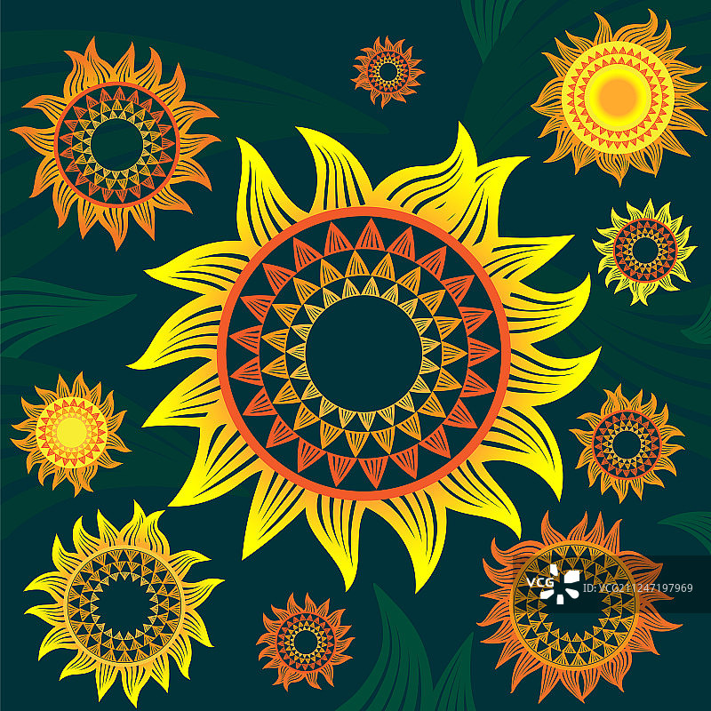 黄色和橙色向日葵图片素材