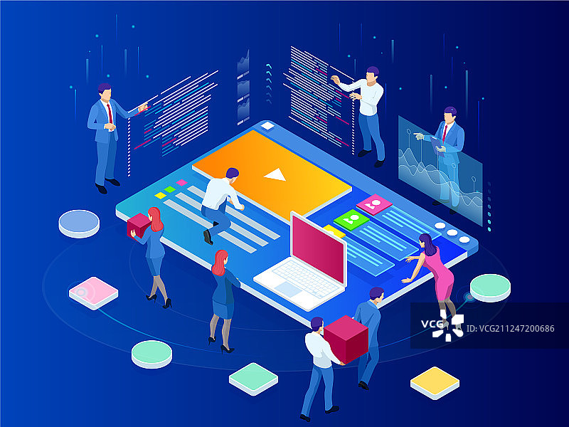 2.5D搜索引擎优化分析团队概念内容图片素材