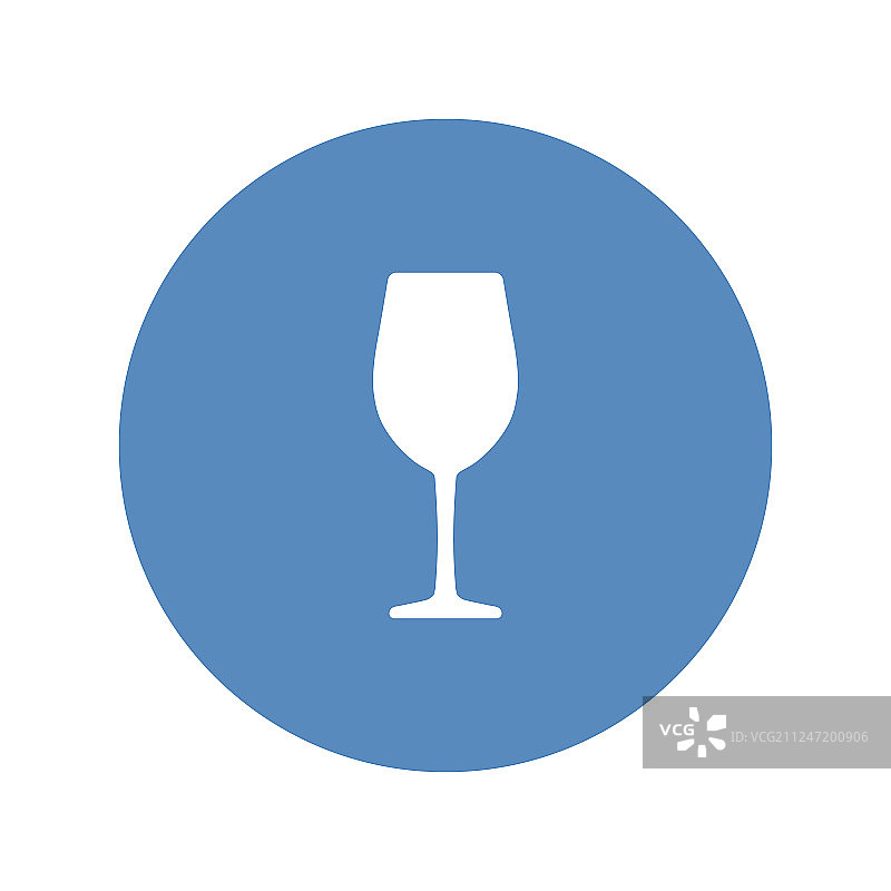 蓝色圆圈中的葡萄酒杯图标图片素材