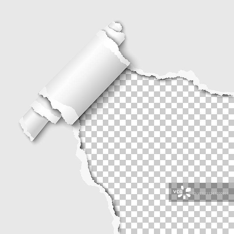 白色纸张右下角的撕裂效果图片素材