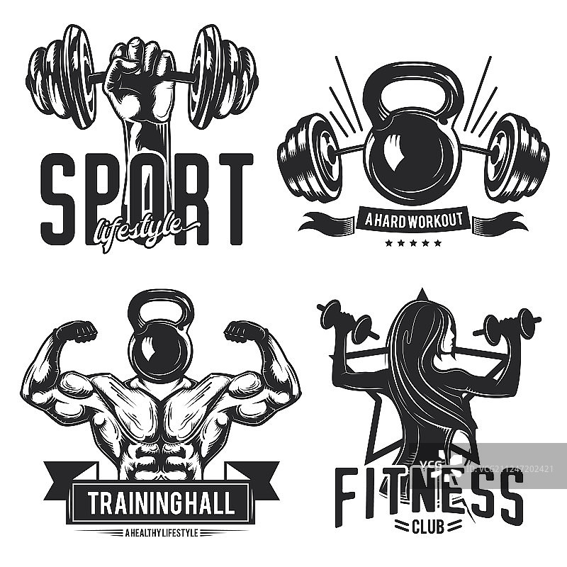 健身房标志标签徽章图片素材