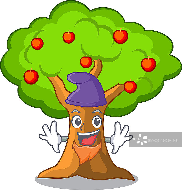 卡通精灵苹果园与篮子图片素材