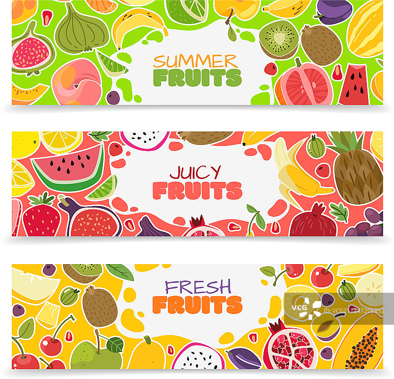 色彩鲜艳的夏季水果banner设计图片素材
