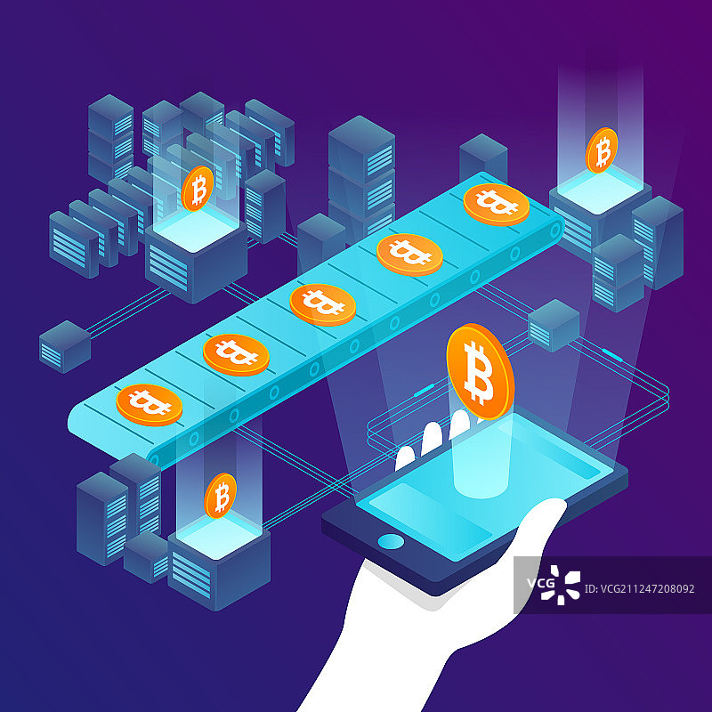 加密货币挖掘过程概念图片素材