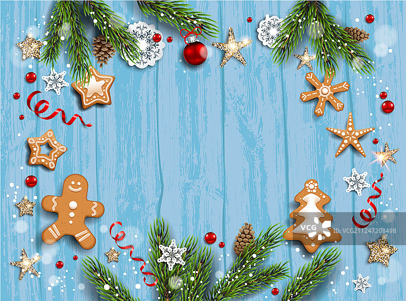 蓝色自然边框图片素材