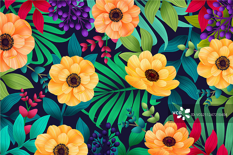 色彩鲜艳的异域热带夏季背景图片素材