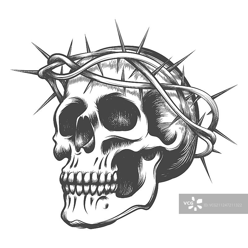 荆棘花环骷髅图片素材