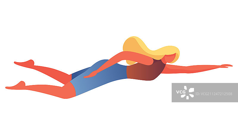 与白色背景隔离的游泳的年轻女人图片素材