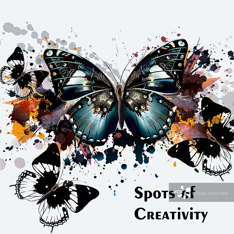 带蝴蝶的R字母宣传单设计背景图片素材