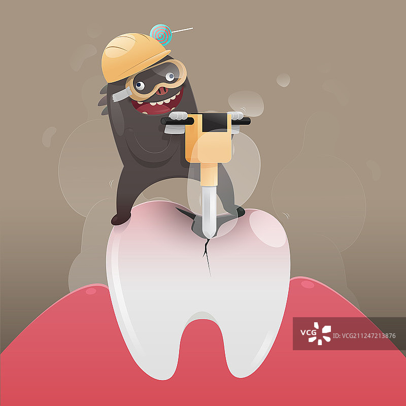 坏怪物挖掘并损坏牙齿图片素材