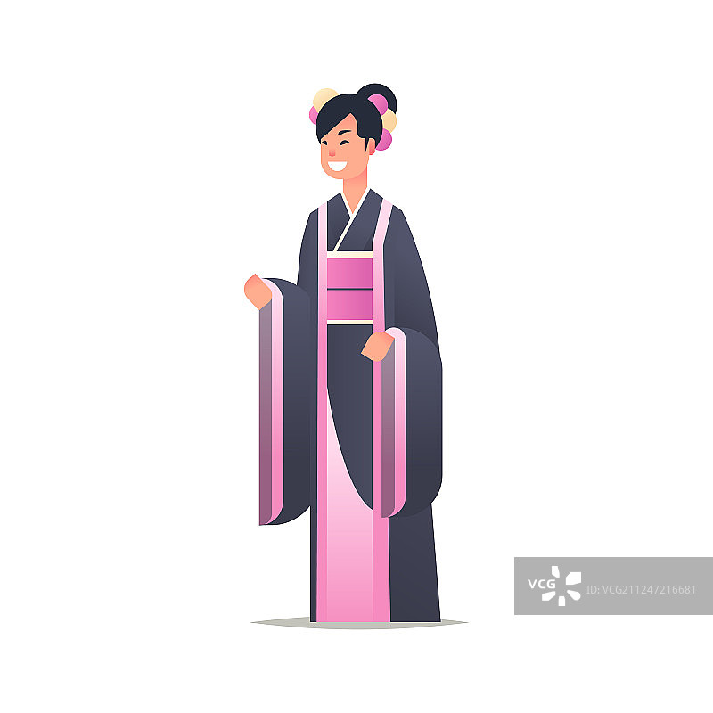 穿着传统服装的年轻亚洲女孩图片素材