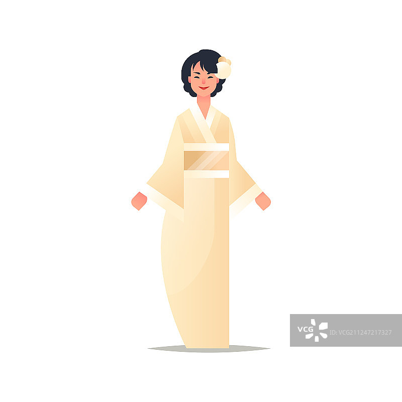 穿着传统服装的年轻亚洲女孩图片素材