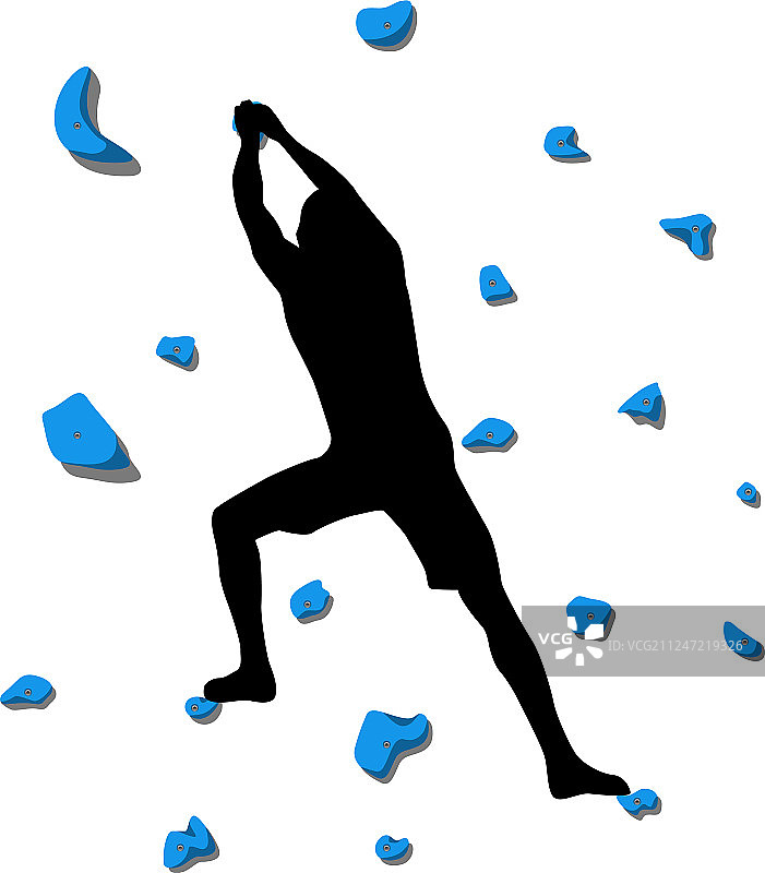 男人攀爬攀岩墙图片素材