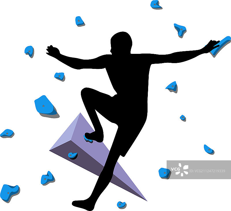 男人攀爬攀岩墙图片素材