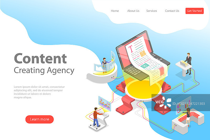 扁平风格2.5D着陆页模板图片素材