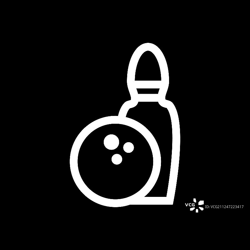 应用程序的保龄球和球瓶线图标图片素材